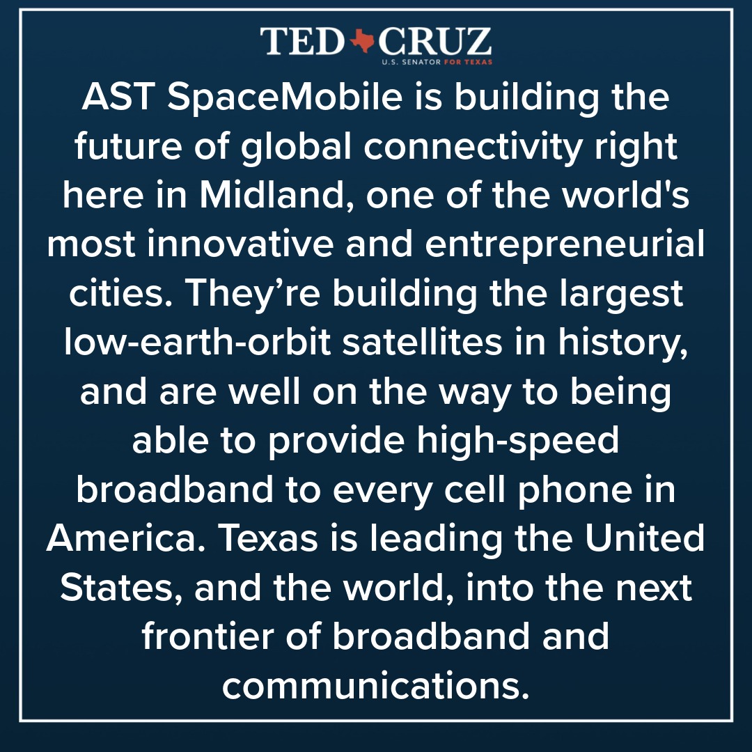 ICYMI: Chairman Cruz, Chairman Carr Toured AST SpaceMobile Facilities

cruz.senate.gov/newsroom/press…