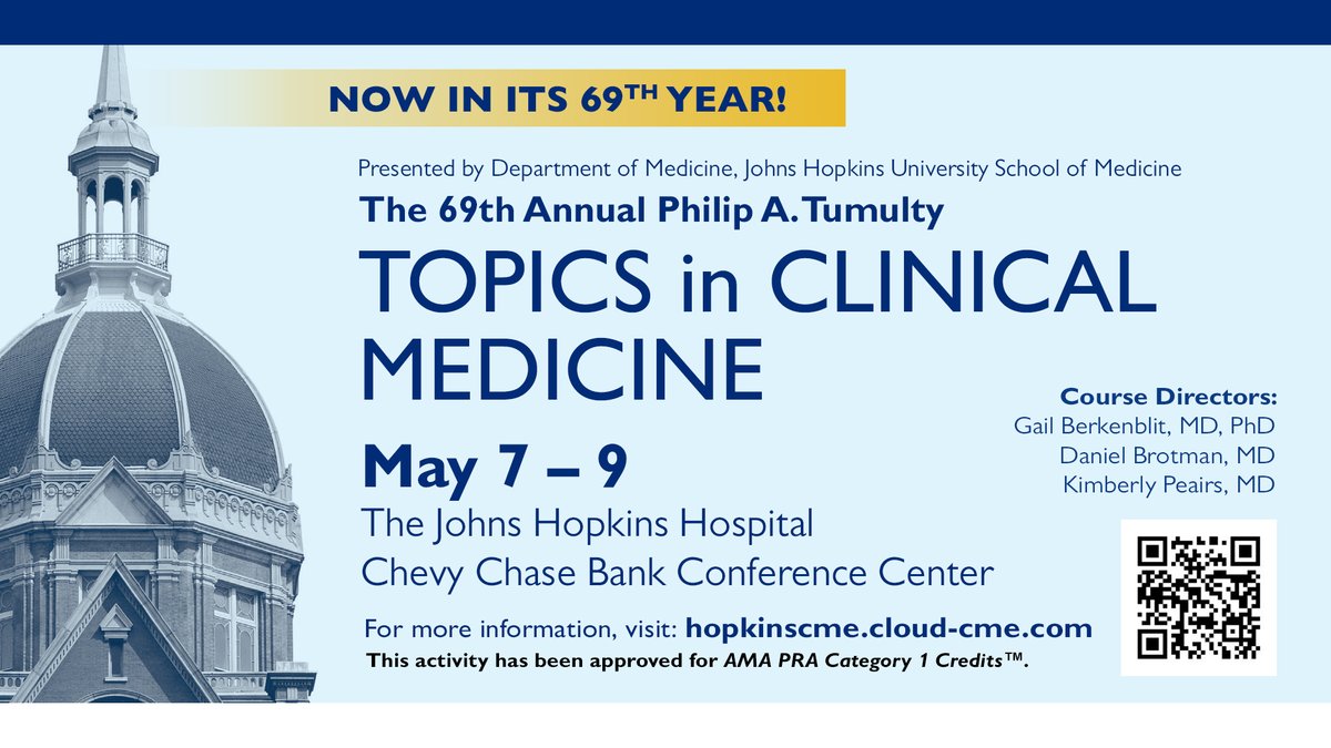 Johns Hopkins Medicine (@hopkinsmedicine) on Twitter photo .<a href="/HopkinsCME/">HopkinsCME</a> “Topics in Clinical Medicine” began 68 yrs ago w/ the late Dr Philip Tumulty’s belief that faculty should communicate their expertise in internal medicine & also their collegiality & warmth. Register for the 69th course being held May 7-9 bit.ly/3EJnzKM .<a href="/HopkinsCME/">HopkinsCME</a> “Topics in Clinical Medicine” began 68 yrs ago w/ the late Dr Philip Tumulty’s belief that faculty should communicate their expertise in internal medicine & also their collegiality & warmth. Register for the 69th course being held May 7-9 bit.ly/3EJnzKM