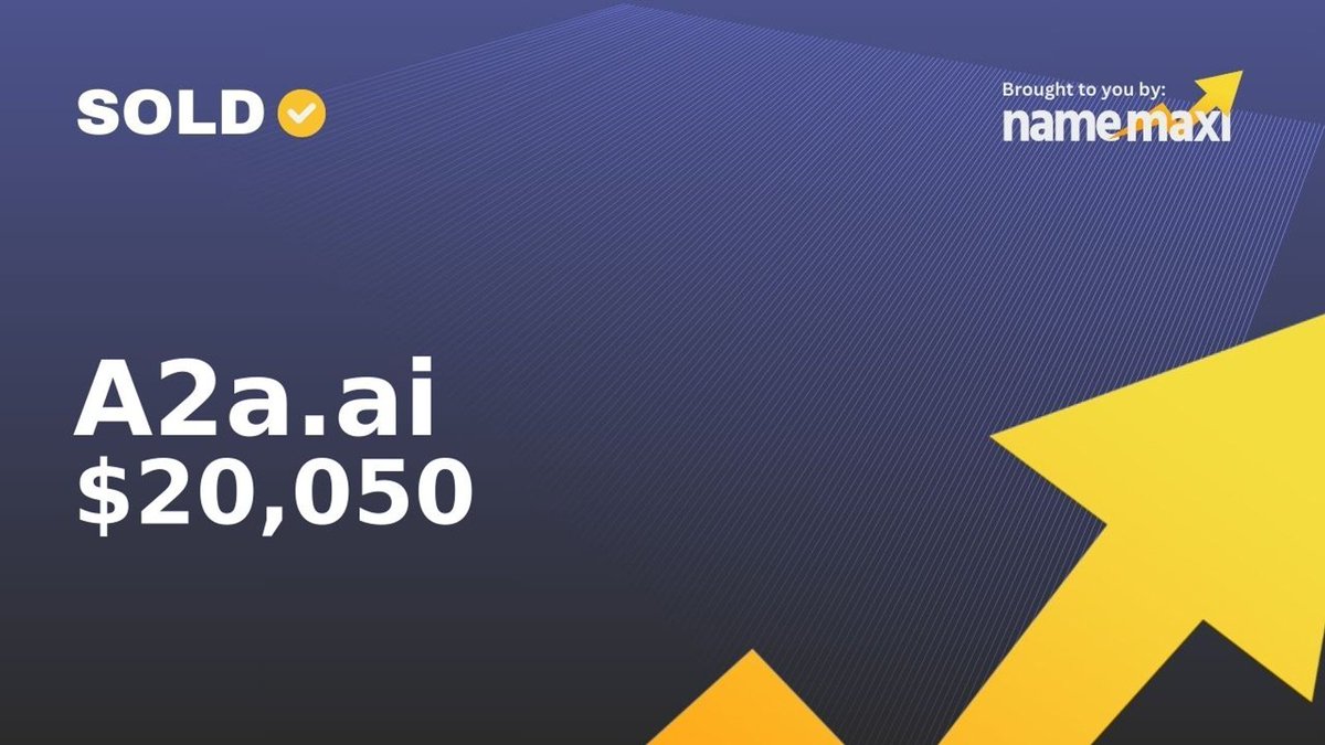 Domain Sold!
✅A2a․ai sold for $20,050
🛒Sold via Namecheap
📅April 24, 2025

Register similar domains:
namemaxi.com/buy?searchQuer…