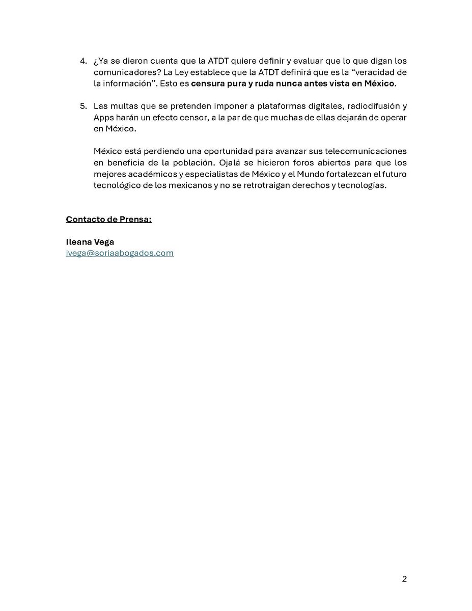 IDET_MX's tweet photo. Preocupa al IDET la nueva Ley en Materia de Telecomunicaciones y Radiodifusión porque introduce facultades para imponer censura y viola el TMEC. https://t.co/AS20l4q05W
