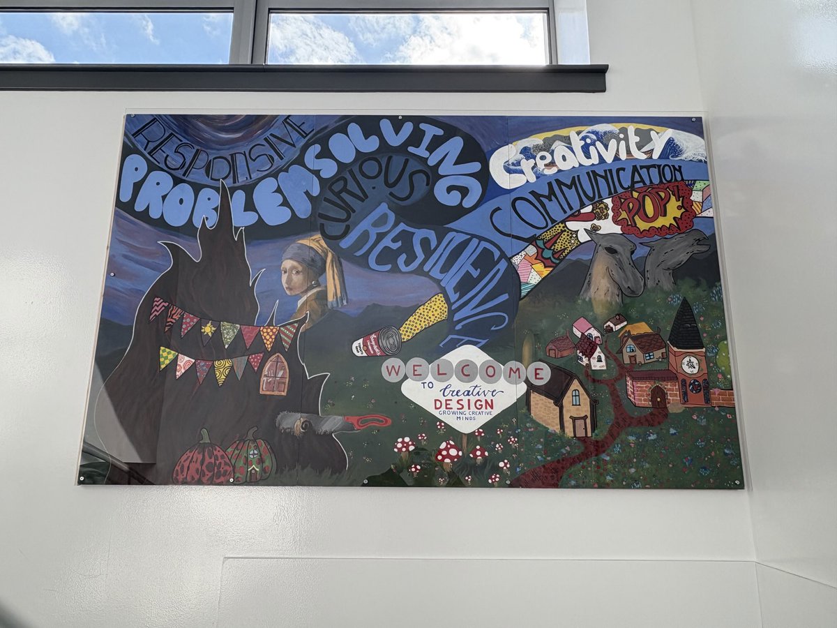 BeverleyDobbie's tweet photo. At long last our Creative Design Faculty mural is complete! Massive well done to my mural ‘clubbers’ #creativity #teamwork #mural #schoolmural https://t.co/DnGpE9X9Mw