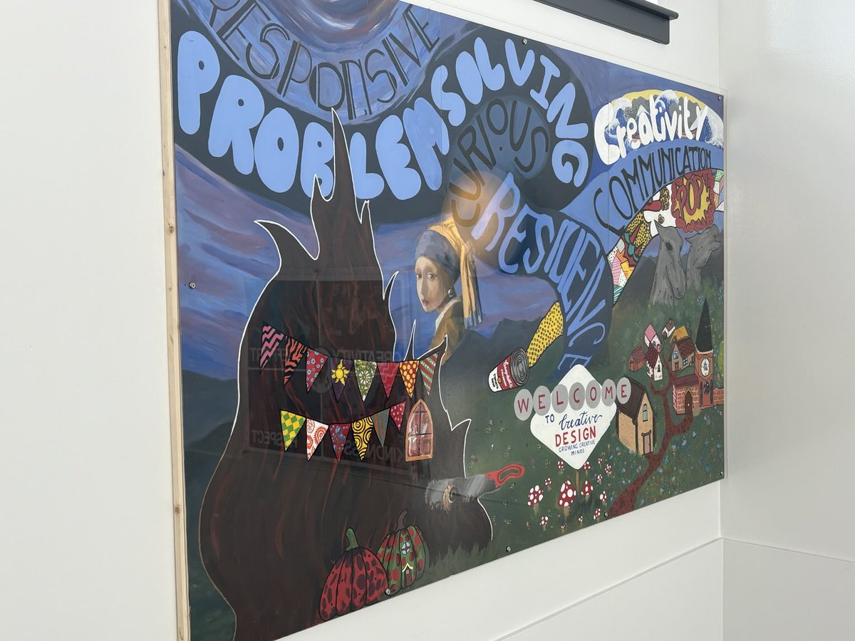 BeverleyDobbie's tweet photo. At long last our Creative Design Faculty mural is complete! Massive well done to my mural ‘clubbers’ #creativity #teamwork #mural #schoolmural https://t.co/DnGpE9X9Mw
