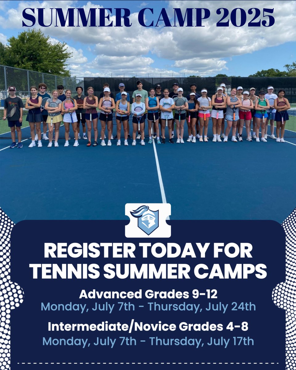 Register today for tennis summer camps through the Prospect website! Come on out and get better during some beautiful weather!