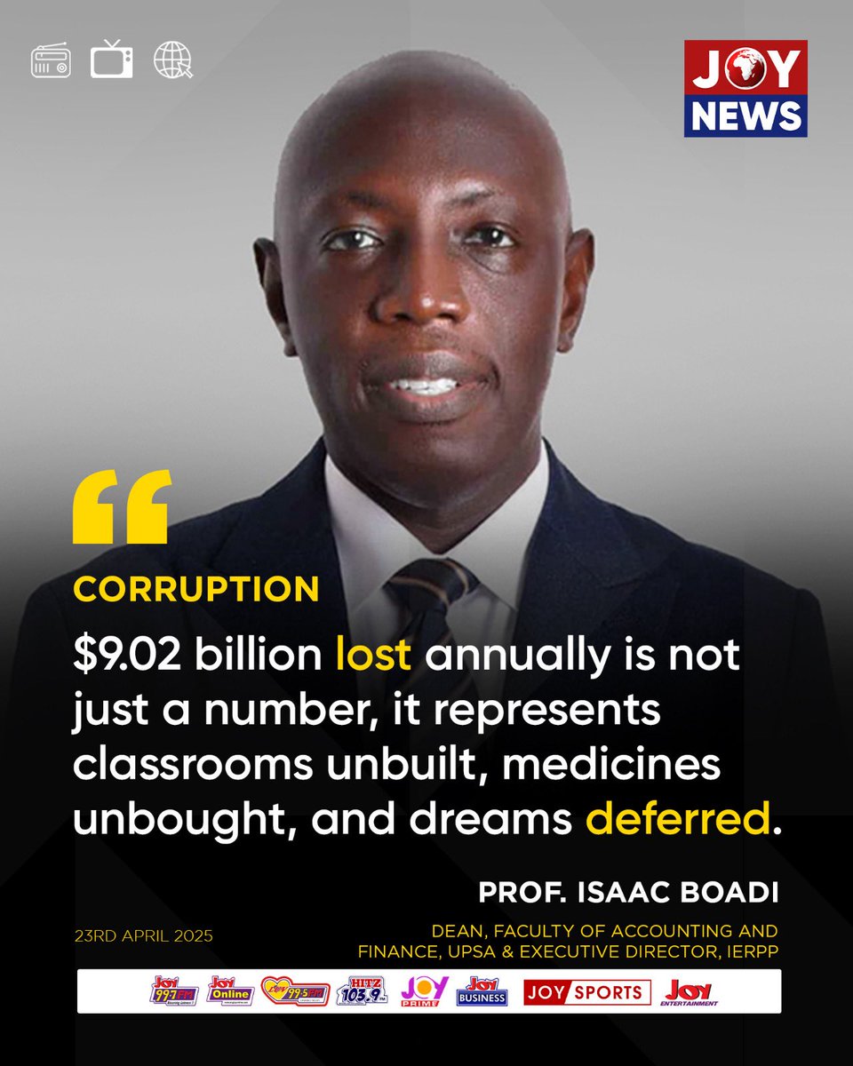 Israel Laryea (@theisraellaryea) on Twitter photo Imagine what the 9 billion dollars lost annually to corruption in Ghana, could do for us as a country. The roads that could have been built, the schools, hospitals, power plants, electricity transformers, water treatment plants, markets, factories, etc.
This is how we should see Imagine what the 9 billion dollars lost annually to corruption in Ghana, could do for us as a country. The roads that could have been built, the schools, hospitals, power plants, electricity transformers, water treatment plants, markets, factories, etc.
This is how we should see
