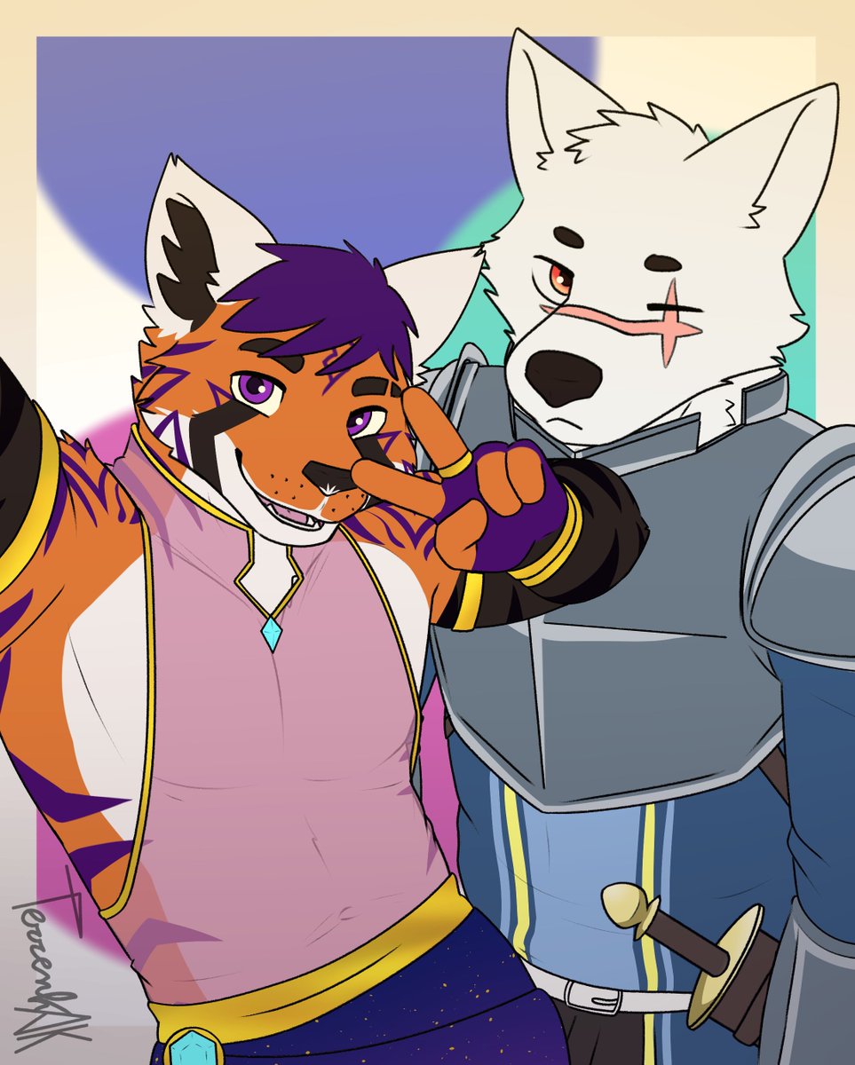 Raffle Art for <a href="/KistamPk/">Kistam / Animating Stickers</a> , I see Wolf Knight very excited to be asked to take a selfie with a fan! (I think...)

Wolf Knight belongs to <a href="/northoooops/">NorthOooops</a>