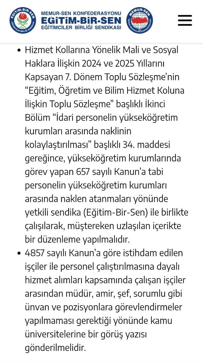 _aliyalcin_'s tweet photo. İşçi Statüsündeki Personel Memura Amir Olarak Görevlendirilemeyecek!

Kurum İdari Kurul Toplantısında gündeme taşıyıp müzakere ettiğimiz;
Ayrıca, yazılı başvurumuza istinaden,
YÖK tarafından, Cumhurbaşkanlığı Genel Sekreterliğinden görüş istenilen bir konu daha vuzuha ve çözüme kavuştu..

Cumhurbaşkanlığı Genel Sekreterliğince YÖK'e yazılan cevabi yazı, Yükseköğretim Kurulunca bütün devlet üniversitelerine gönderildi.

Yazıda, kamu hizmetlerinin gerektirdiği asli ve sürekli görevlerin memur ve diğer kamu görevlileri eliyle görülmesi gerektiği, işçilerin memur ve diğer kamu görevlilerinden sayılamayacağı ve bu nedenle de işçi statüsünde İstihdam edilen personelin, 657 sayılı kanun kapsamında müdür, amir, şef pozisyonlarına görevlendirme yapılmasının mümkün olmadığı mütalâa ve ifade edilmiştir.