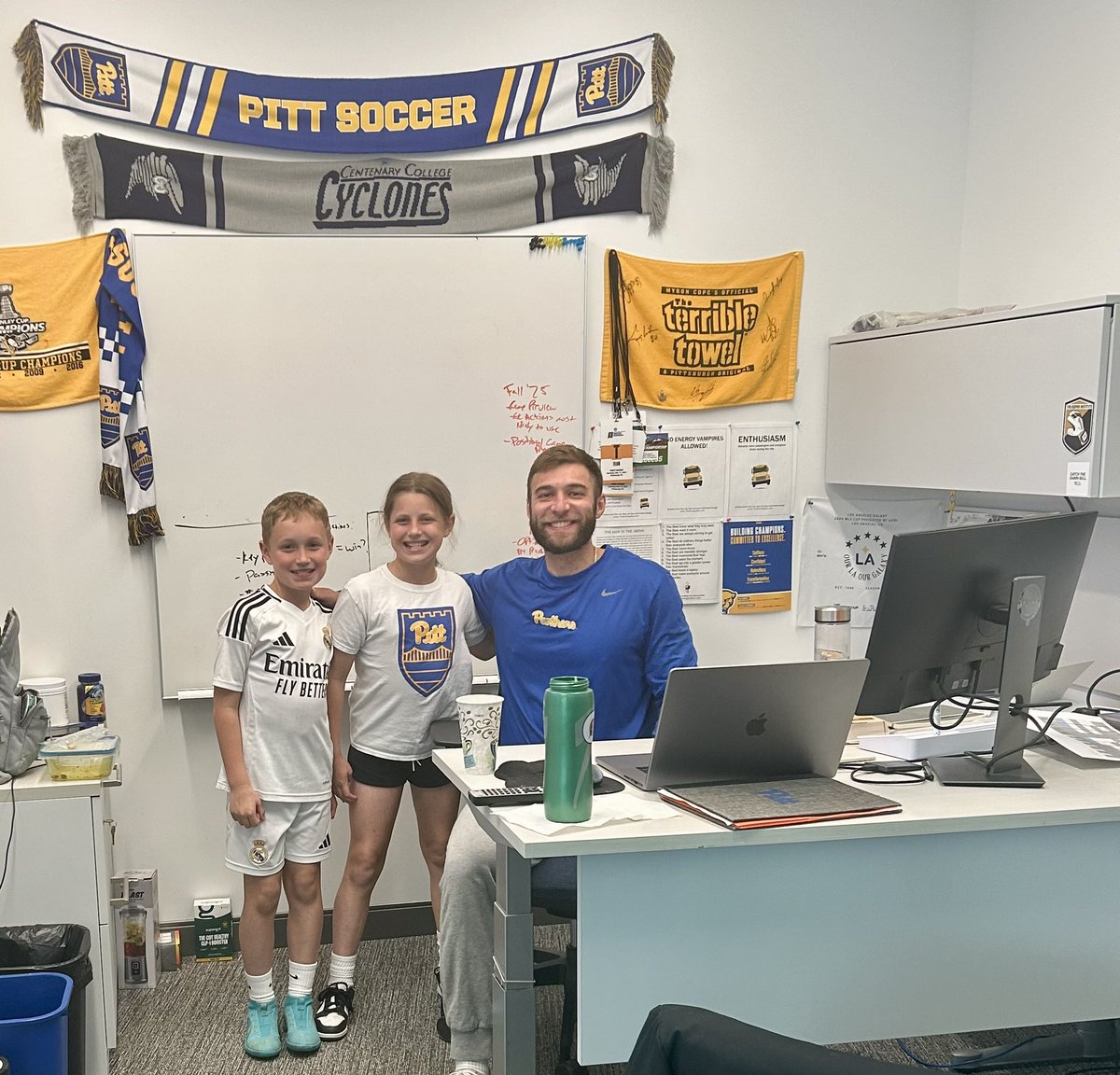 Ben Waldrum (@benwald21) on Twitter photo Take your kids to work day for SV. My plan…have kids terrorize <a href="/jesse_goleman/">Jesse Goleman</a> most of the day. #MissionAccomplished
<a href="/Pitt_WSOC/">Pitt Women's Soccer</a> #H2P Take your kids to work day for SV. My plan…have kids terrorize <a href="/jesse_goleman/">Jesse Goleman</a> most of the day. #MissionAccomplished
<a href="/Pitt_WSOC/">Pitt Women's Soccer</a> #H2P