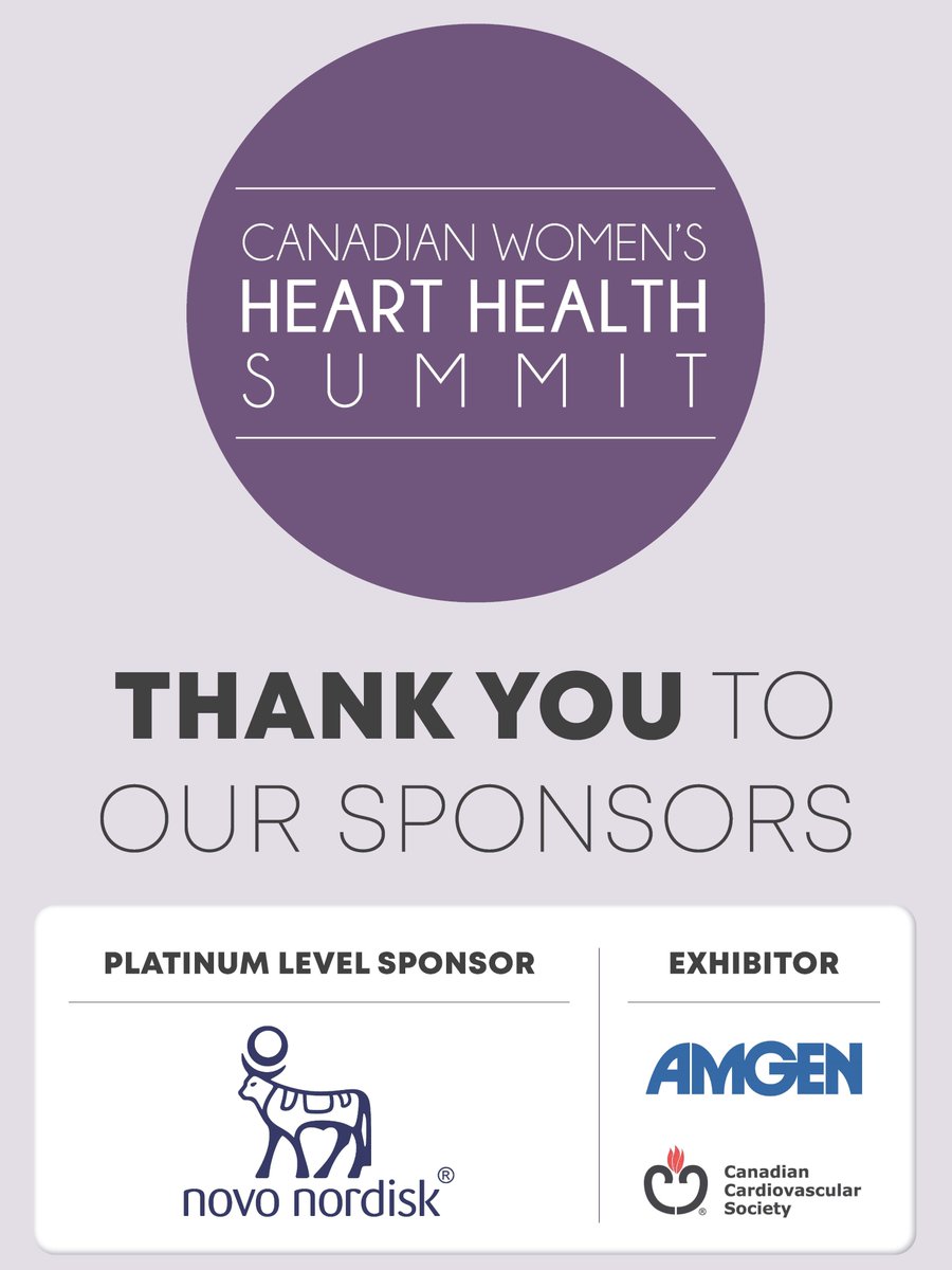Canadian Women's Heart Health Summit (@cwhhs) on Twitter photo We are proud to recognize our generous sponsors of the 2025 Canadian Women’s Heart Health Summit:
💜 Platinum Sponsor: <a href="/novonordisk/">Novo Nordisk</a>
💜 Exhibitors: <a href="/SCC_CCS_CEO/">Carolyn Pullen, CEO</a>, <a href="/Amgen/">Amgen 🧪🔬🧬</a>
Thank you for helping us bring together leaders & experts to advance #heart, #brain & #health. We are proud to recognize our generous sponsors of the 2025 Canadian Women’s Heart Health Summit:
💜 Platinum Sponsor: <a href="/novonordisk/">Novo Nordisk</a>
💜 Exhibitors: <a href="/SCC_CCS_CEO/">Carolyn Pullen, CEO</a>, <a href="/Amgen/">Amgen 🧪🔬🧬</a>
Thank you for helping us bring together leaders & experts to advance #heart, #brain & #health.