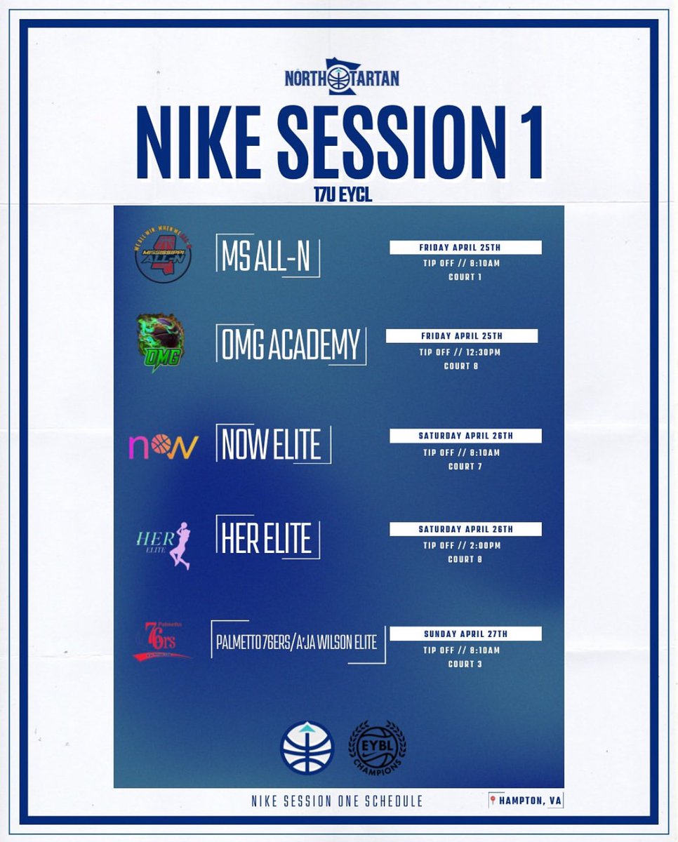 Session 1 Schedule📍Boo Williams, Virginia 
<a href="/NorthTartan/">North Tartan</a>