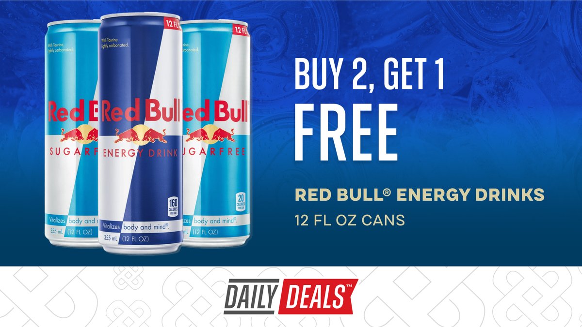 April's Daily Deals last one more week - grab 2 Red Bull energy drinks, get 1 free! 

Learn more: bit.ly/3AOLlNQ