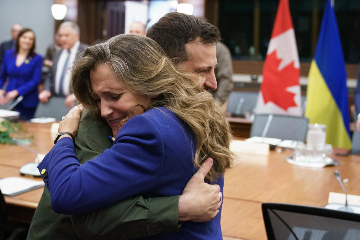 cafreeland's tweet image. Vladimir Putin is a war criminal. His latest brutal attacks on Kyiv must be condemned in the strongest terms. Canada will always stand with the brave people of Ukraine in their fight for democracy and territorial integrity.
Putin can, must and will lose. Ukraine can, must and…