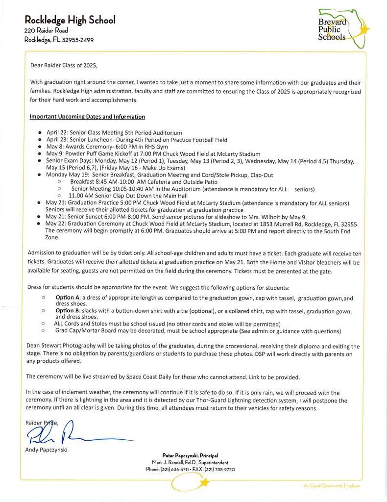 Important information for the Class of 2025! Parents &amp; Students please read!
