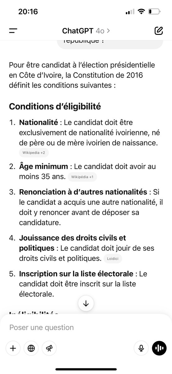 NambleAT's tweet photo. En fait le président actuel du PDCI RDA ne rempli pas à ce jour la 5eme et la 4eme condition (image ci-dessous) pour être éligible à la candidature pour la présidence de la république de Côte d’Ivoire. 
Par contre est-il exclusivement ivoirien ? https://t.co/uDSQRAnQ8Y