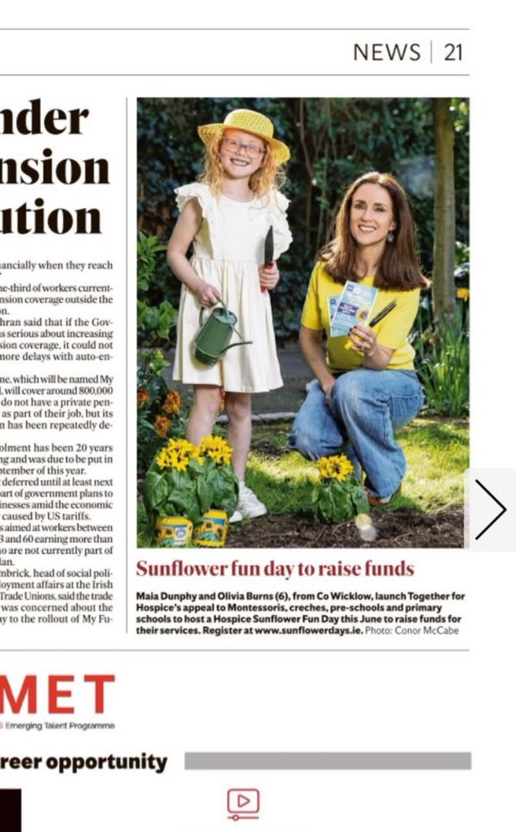 Maïa Dunphy (@maiadunphy) on Twitter photo So much great coverage for our <a href="/TogetherHospice/">Together For Hospice</a> #SunflowerFunDays this week ! Please encourage your school or crèche to register to host a fun day at sunflowerdays.ie ❤️🌻 So much great coverage for our <a href="/TogetherHospice/">Together For Hospice</a> #SunflowerFunDays this week ! Please encourage your school or crèche to register to host a fun day at sunflowerdays.ie ❤️🌻