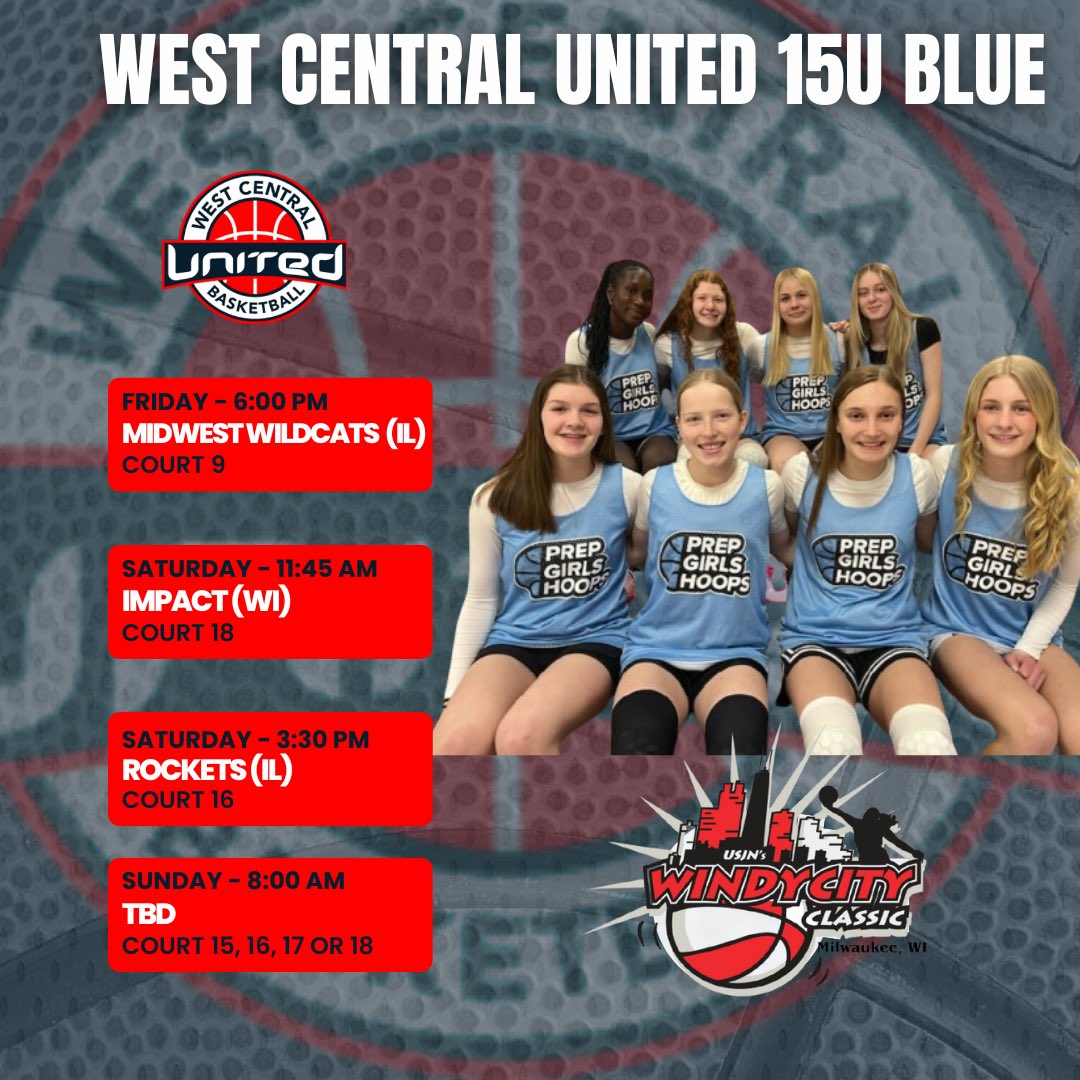West Central United Girls (@wcugirlshoops) on Twitter photo 📍 Milwaukee, WI
Our 14U Blue and 15U Blue teams are off to play at the USJN Windy City Classic this weekend. See 👇 their schedules and rosters.
<a href="/JakeSmith232/">jake smith</a> 📍 Milwaukee, WI
Our 14U Blue and 15U Blue teams are off to play at the USJN Windy City Classic this weekend. See 👇 their schedules and rosters.
<a href="/JakeSmith232/">jake smith</a>