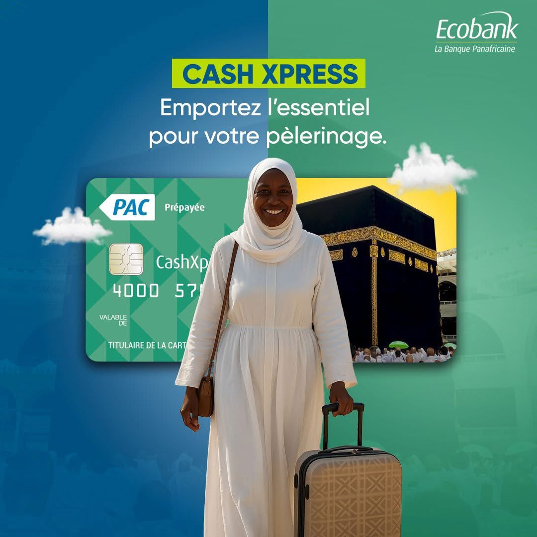EcobankSenegal's tweet photo. Emportez l’essentiel… le reste, la carte CashXpress s’en occupe !
Une carte prépayée simple, pratique et sécurisée pour gérer vos dépenses, même à l’étranger.
Commandez votre carte ici : https://t.co/G5XenMsjKE
#Ecobank #CashXpress #Pèlerinage2025 #Hadj #Omra #Carteprépayée https://t.co/rxFiHCHx9S