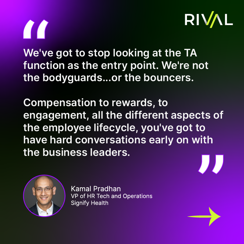 _RivalHR's tweet photo. Talent acquisition teams: you're not bouncers. TA isn't just an entry point to the business, despite what many companies think. How can #TA teams earn their seat at the table? Watch our latest webinar recording to find out! https://t.co/KvjTJoXNZs

#HRTech #Hiring #Recruiting https://t.co/6D0Agq98US