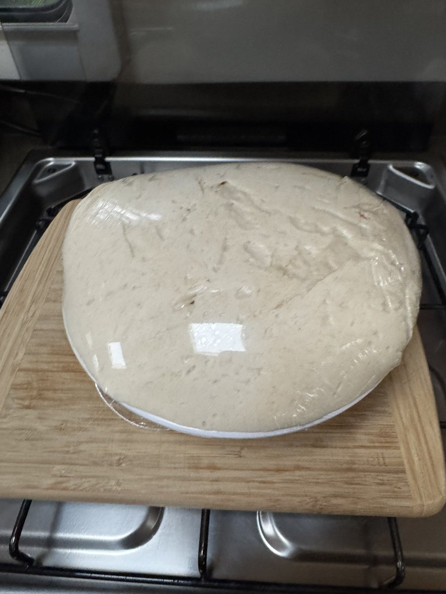 Using a different ‘overnight’ pizza dough recipe- well it’s certainly rising 🧐