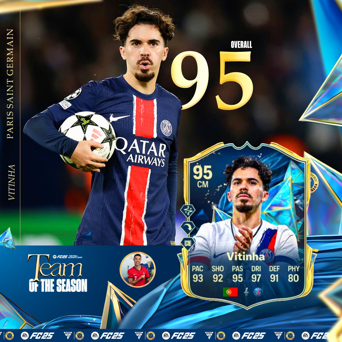 🇵🇹 João Neves &amp; Vitinha | TOTS FC25

🔴 Começaram em clubes rivais na Liga Portugal…
🔵 Hoje comandam juntos o meio-campo do PSG!

🚨 Stats oficiais
💥 Neves com 96 de overall, Vitinha com 95. 

#fc25 #ultimateam #portugal #joaoneves #vitinha #psg #streamer #johnnybgoode92 #fyp