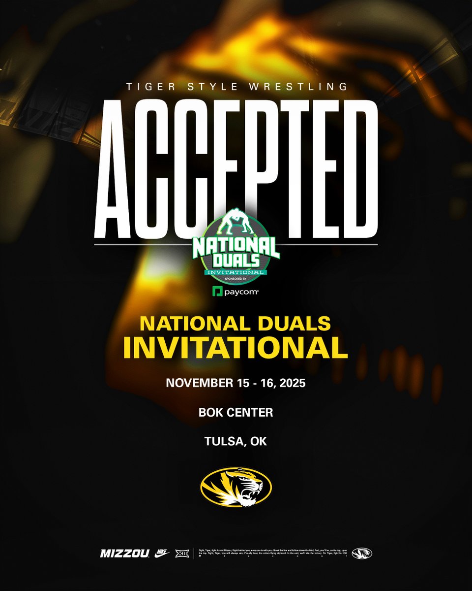 Missouri is headed to the 2025 National Duals Invitational sponsored by <a href="/Paycom/">Paycom</a> 

#TigerStyle