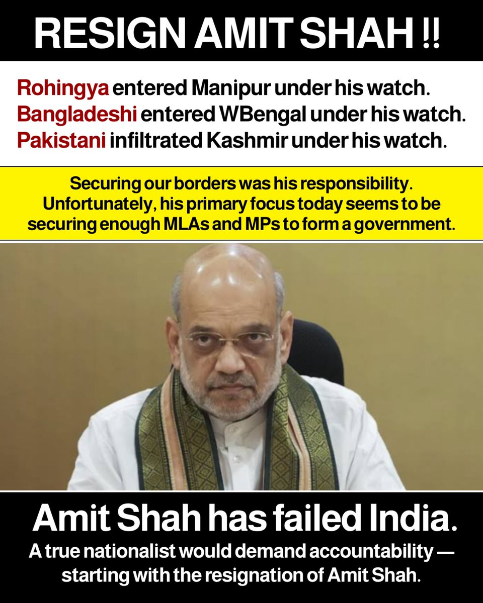 Share if you agree. 

Amit Shah could be a good Chanakya but as a Home Minister he is a total disaster.
