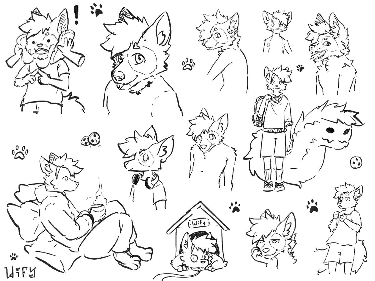 Sketch page test ✨💙 (can be commissioned as a pwyw (pay what you want) to have a page full of cute drawings)
(More = more)