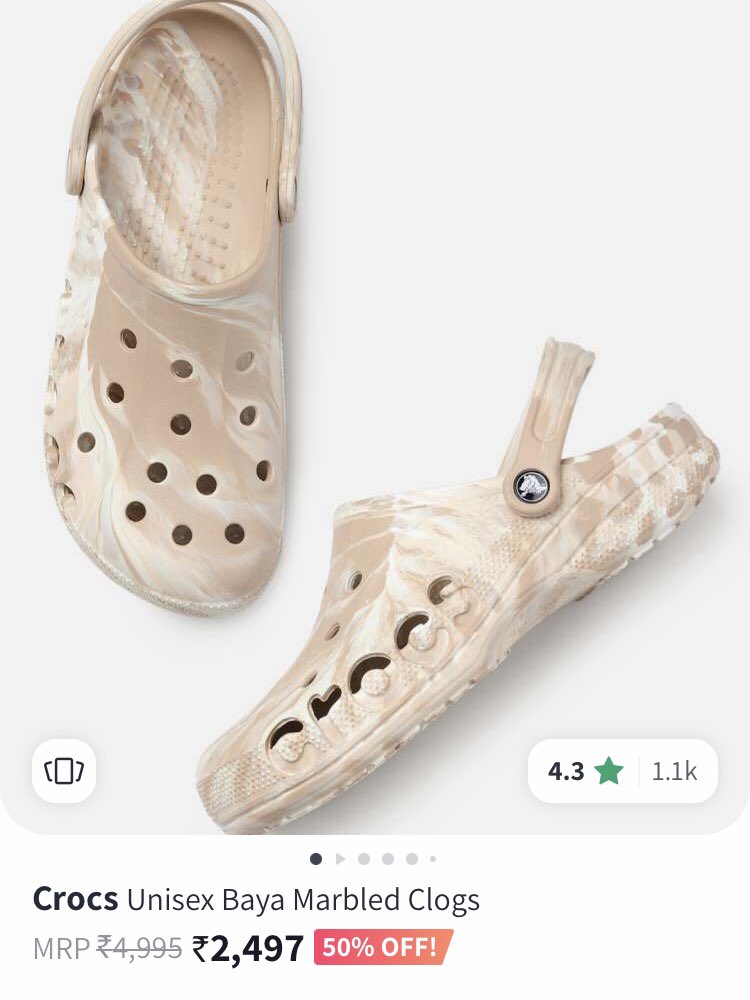 DesiDealz's tweet photo. Drip in comfort — literally.
These Crocs Baya Marbled Clogs blend bold style & legendary comfort.
Now at ₹2,497 (MRP ₹4,995) – a solid 50% OFF!

Stay chill. Stay comfy. Croc it like a pro.

Shop here: https://t.co/83dlxPIxy8

#CrocsStyle #UnisexDrip #ComfortWear #myntrafinds #DailyEssentials