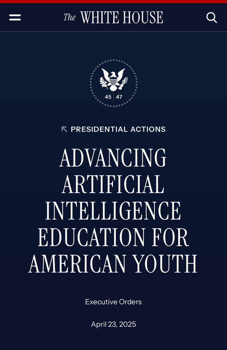 JOEBOTxyz's tweet photo. Kids should definitely learn about AI. But this EO also pushes for kids to be taught by AI.

Conditioning the next generation to view AI as an authority is a repulsive strategy.

It isn't teaching them to "use tools." It is training them to be tools. https://t.co/L0Y5GCSrou