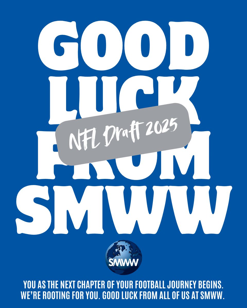 Good luck to all the athletes entering the #NFLDraft!
Your hard work is about to pay off — the entire SMWW family is behind you.
Let’s go! 👊 #SMWW #DraftDay #FootballFuture