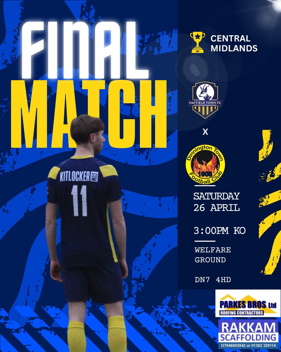 Hatfield_TownFC's tweet image. Our final game of the season! We welcome Dinnington to the Welfare Ground as we look to secure 3rd place! Come and support the Stags!🔵🟡

💰£3 Entry
🍔🍺 Food and Drink Available