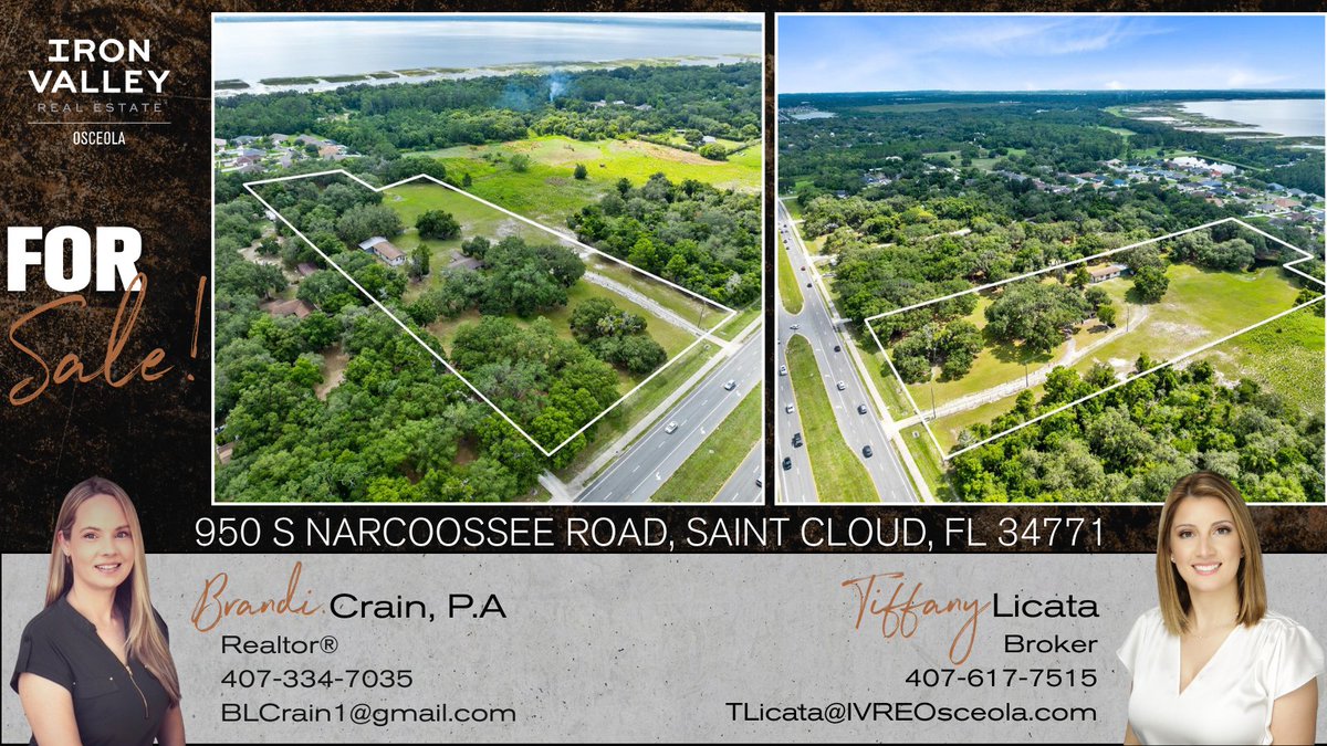 BrandiCrain2's tweet photo. �� First Time on the Market! 🚨
7.1+/- Acres of PRIME LAND in St Cloud, FL, over 360 ft of frontage on Narcoossee Rd (27,000+ vehicles/day)

Brandi Crain, P.A.
Realtor®
📲 407-334-7035
✉BLCrain1@gmail.com

Tiffany Licata
Co-Owner/Broker
📲407-617-7515
✉TLicata@IVREOsceola.com https://t.co/oJmgUyQjr8