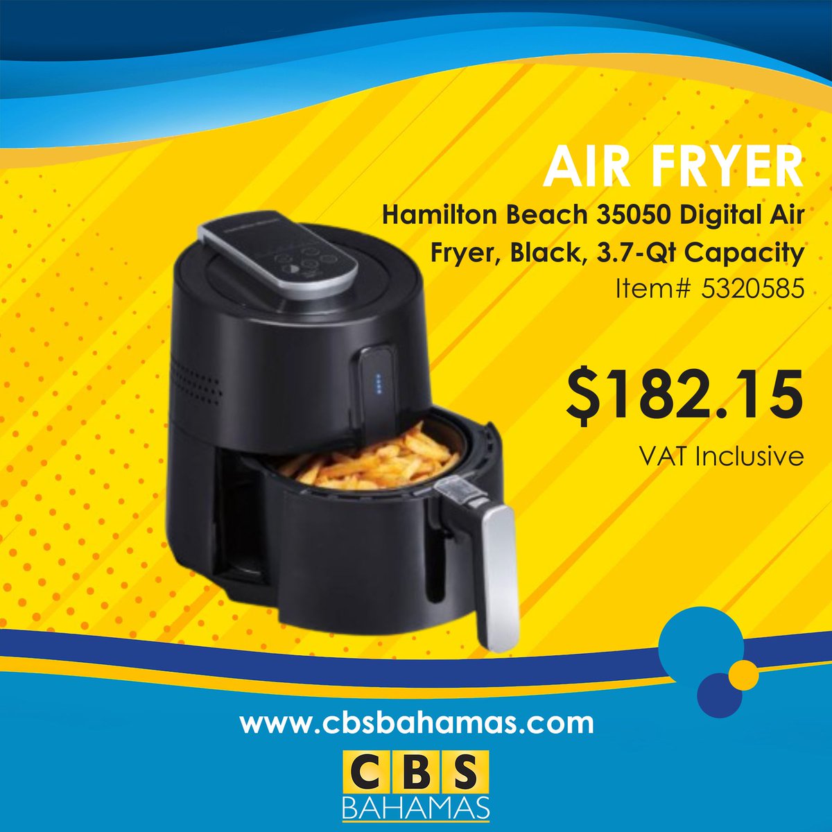 CBSBahamas's tweet photo. Ditch the grease, not the taste! The Hamilton Beach Digital Air Fryer delivers crispy, golden goodness with every bite 🍤🍟🍗 — fast, easy, and oh-so-satisfying.

💻🛒Shop Now: https://t.co/rRMATHMQDv

#buildbeautiful https://t.co/6mL2OdMjW5