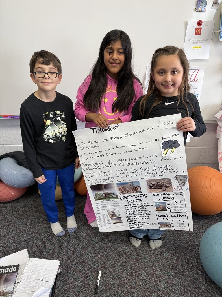Students in Ms. Brady and Mrs/ Juarez's rooms researched natural disasters and collaborated to create posters about their disaster.  #CrosBees