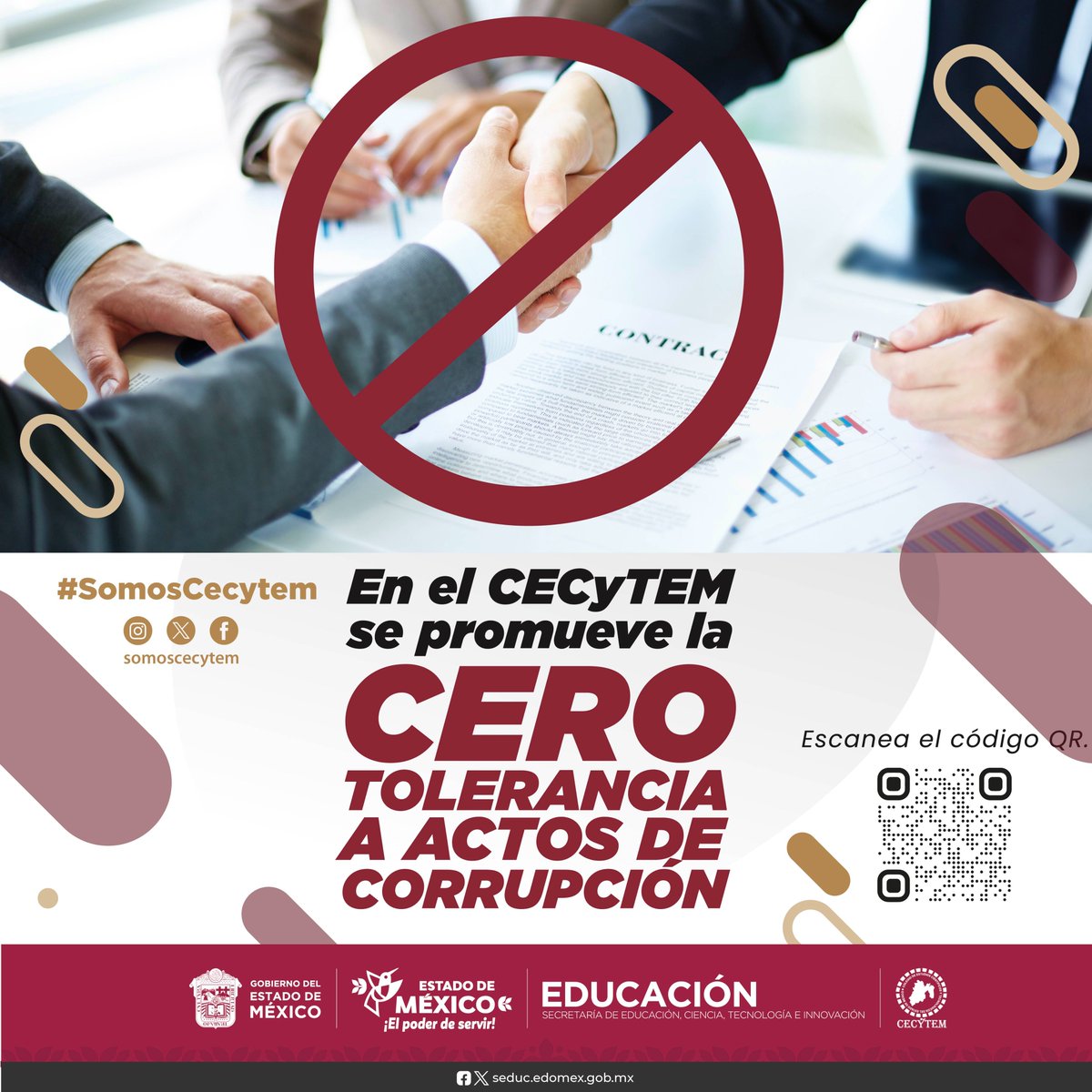 somoscecytem's tweet photo. En el CECyTEM se promueve la "Cero Tolerancia a actos de corrupción", escanea el código QR e infórmate. #SomosCECyTEM https://t.co/8zj0ZOQl0P