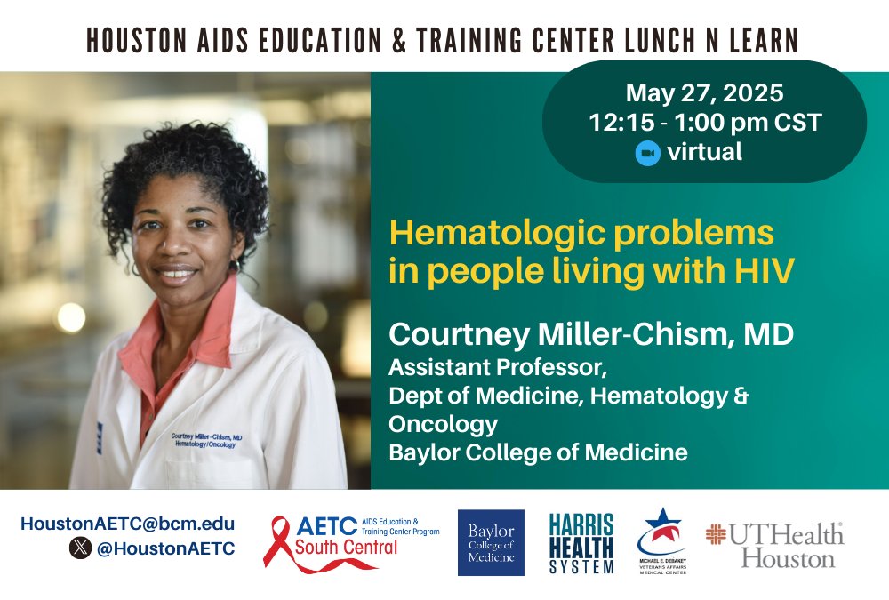 Houston AIDS Education & Training Center (AETC) (@houstonaetc) on Twitter photo Looking forward to learning from Dr. Miller-Chism from <a href="/BCMDeptMedicine/">BCM Department of Medicine</a> <a href="/BCMHemeOnc/">BCM Hematology-Oncology Fellowship</a> next week!
<a href="/Women_in_ID/">Women In Infectious Diseases (WIID)</a> <a href="/ASH_hematology/">ASH</a> <a href="/BCMCancerCenter/">Dan L Duncan Comprehensive Cancer Center</a> <a href="/HadidiSamer/">Samer Al Hadidi, MD,MS,FACP</a> <a href="/AhmadGhorab/">Ahmad Ghorab, MD, MS, MPH, MBA, FACP</a> <a href="/HemOncFellows/">Hem-Onc Fellows Network</a> Looking forward to learning from Dr. Miller-Chism from <a href="/BCMDeptMedicine/">BCM Department of Medicine</a> <a href="/BCMHemeOnc/">BCM Hematology-Oncology Fellowship</a> next week!
<a href="/Women_in_ID/">Women In Infectious Diseases (WIID)</a> <a href="/ASH_hematology/">ASH</a> <a href="/BCMCancerCenter/">Dan L Duncan Comprehensive Cancer Center</a> <a href="/HadidiSamer/">Samer Al Hadidi, MD,MS,FACP</a> <a href="/AhmadGhorab/">Ahmad Ghorab, MD, MS, MPH, MBA, FACP</a> <a href="/HemOncFellows/">Hem-Onc Fellows Network</a>