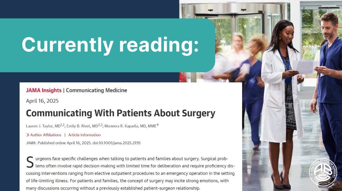 AmBdSurg's tweet photo. In this @JAMA_current article, authors discuss three advanced communication skills that can help guide conversations with patients and families when making decisions about surgery: https://t.co/OVwdPQUugO https://t.co/ziuqTKzrfX