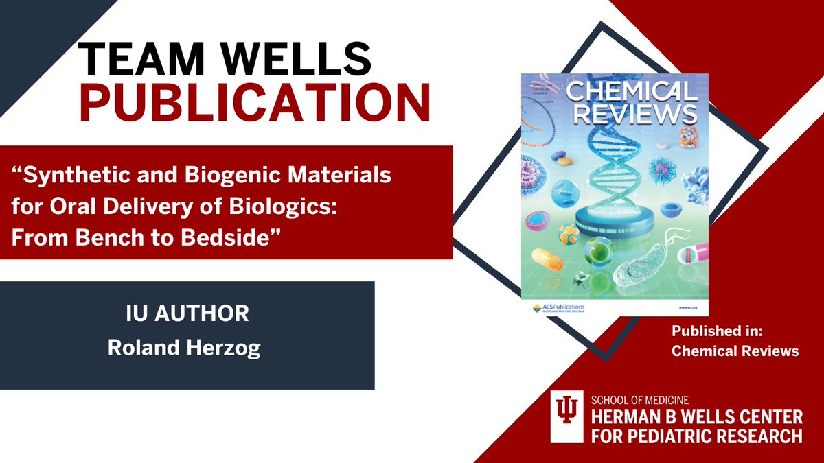 Roland Herzog, PhD, and his collaborators recently published a broad review on the oral delivery of biologics drugs for Chemical Reviews. The article was featured on the journal's latest cover. Check it out: pubs.acs.org/doi/10.1021/ac…
