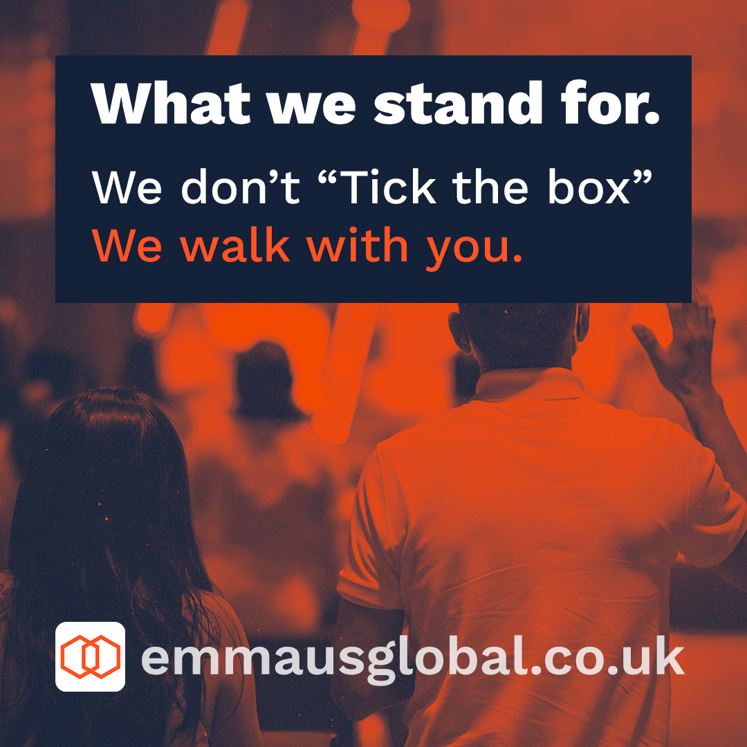 GlobalEmmaus's tweet photo. We don’t “tick the box.” 
We walk with you. 
Our model is grounded in partnership, not parachuting in. 
Together, we create lasting culture change that reduces the risk of harm to everyone. 
That’s the Emmaus difference.
#WeAreEmmaus
#SafePlaces
#SafePeople https://t.co/NHm7iVcpKP
