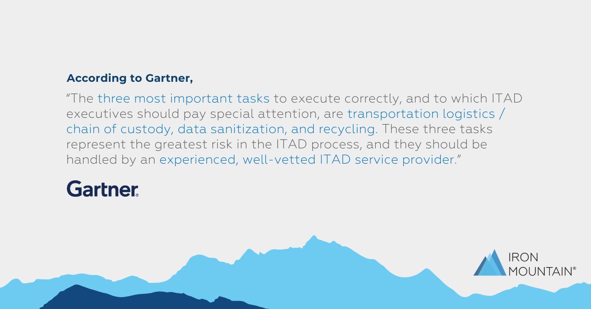 IronMountain's tweet photo. Proud to be named a Representative Provider in the 2024 @Gartner_inc Market Guide for IT Asset Disposition! Get key insights on compliance, data protection, and reducing e-waste. Download the guide: https://t.co/FWEvISM6dm
#AssetLifecycleManagement #OneIronMountain #ITAD https://t.co/AW9WNlsepL
