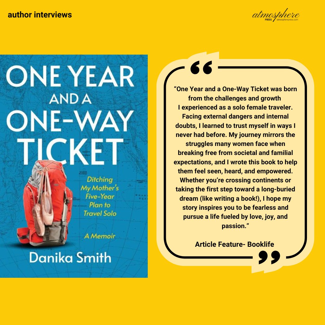 Author Danika Smith shares the powerful story behind One Year and a One-Way Ticket in this inspiring Booklife feature.
@danikaduarte
#AtmospherePress #AuthorInterview #BooklifeFeature #Memoir #DanikaSmith #WritersOfInstagram #HybridPublishing