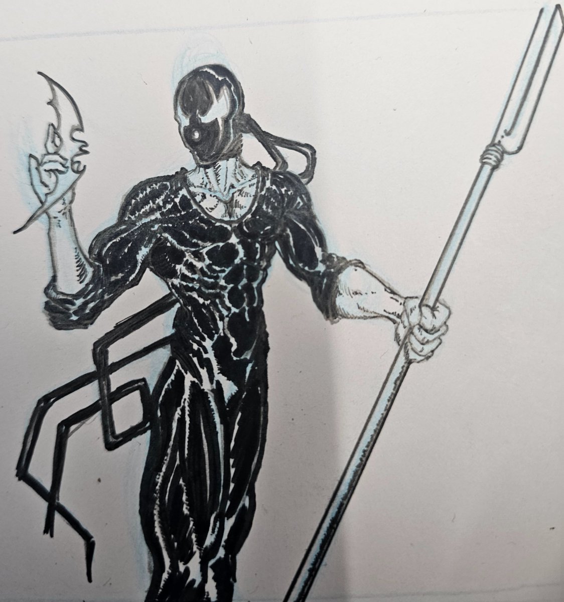 vanadiumcomics's tweet photo. Who loves Grendel?!
Work in progress of one of my favorite Grendel characters, Hunter Rose. Pencils, Inks, and blueline by me. When it is done, it should be up for grabs with a frame. I will keep you posted. Enjoy!
 #MattWagner #Grendel #HunterRose 
#JMValdesillustrations https://t.co/Dz28Od0xCb