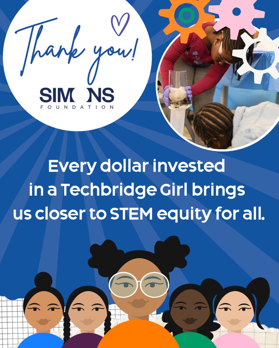 techbridgegirls's tweet image. A sincere thank you to the @SimonsFdn for your unwavering support in advancing STEM equity and helping TBG over the years! 

Your support helps Techbridge Girls empower future STEM leaders.

#STEMEquity #WomenInSTEM #SimonsFoundation #TechbridgeGirls
