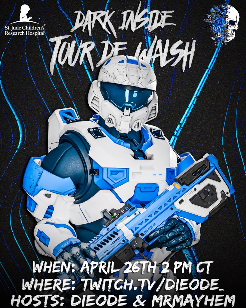 This Saturday two of our Content Creators, <a href="/Dieode_/">Dieode 🔜 SLC 🧑‍🚀</a> and <a href="/IamMrMayhem/">Will</a> are hosting a Charity stream to raise money for <a href="/StJude/">St. Jude</a> !! 

Tune in to watch a Tour De Walsh competition and support an amazing organization! 🤍