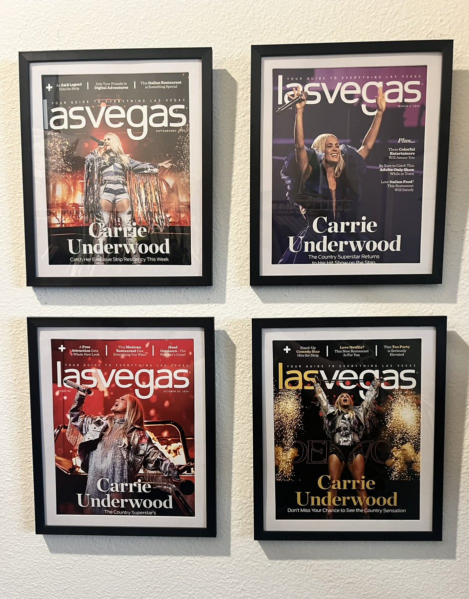 lindsayjofuller's tweet photo. Just hung up all my @lasvegasmagazine issues with @carrieunderwood on the cover. Love it!✨ 

#carrieunderwood #reflection #lasvegasmagazine #cuinvegas #lasvegasresidency #resortsworldlv https://t.co/YXTSUGthJM