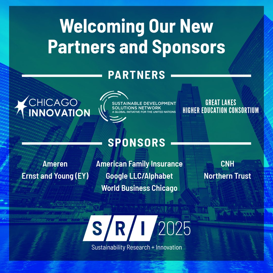 University of Illinois System (@uofilsystem) on Twitter photo Growing list of partners/sponsors propels <a href="/SRICongress/">Sustainability Research & Innovation Congress</a> to greater heights. Global gathering Chicago June 16-19. #SRI2025
Register/learn: news.uillinois.edu/view/7815/5108…
<a href="/Chi_Innovation/">Chicago Innovation</a> <a href="/CGLRGreatlakes/">Council of the Great Lakes Region</a> <a href="/UNSDSN/">SDSN</a> <a href="/AmerenCorp/">Ameren Corporation</a> <a href="/amfam/">American Family Insurance</a> <a href="/CNHIndustrial/">CNH</a> <a href="/abcxyz_inc/">Alphabet Inc.</a> <a href="/EY_US/">EY US</a> Northern Trust Growing list of partners/sponsors propels <a href="/SRICongress/">Sustainability Research & Innovation Congress</a> to greater heights. Global gathering Chicago June 16-19. #SRI2025
Register/learn: news.uillinois.edu/view/7815/5108…
<a href="/Chi_Innovation/">Chicago Innovation</a> <a href="/CGLRGreatlakes/">Council of the Great Lakes Region</a> <a href="/UNSDSN/">SDSN</a> <a href="/AmerenCorp/">Ameren Corporation</a> <a href="/amfam/">American Family Insurance</a> <a href="/CNHIndustrial/">CNH</a> <a href="/abcxyz_inc/">Alphabet Inc.</a> <a href="/EY_US/">EY US</a> Northern Trust