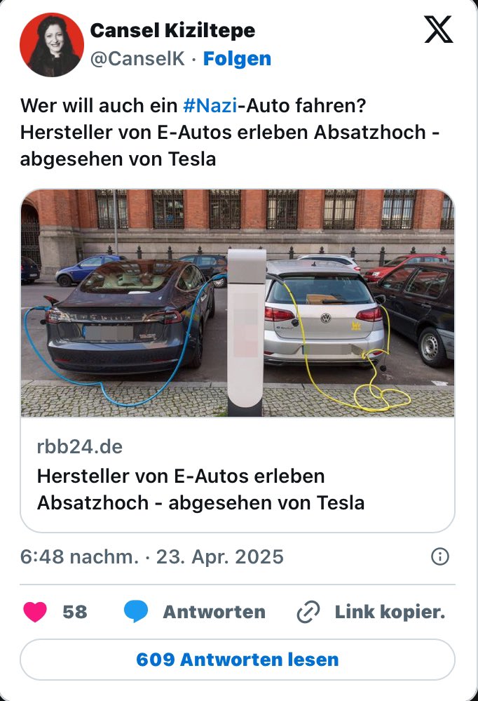 Berlins #SPD Arbeitssenatorin #Kizeltepe beleidigt mit ihrer Aussage über 11000 #Tesla-Arbeitnehmer aufs Übelste. Ohne Tesla wäre #Brandenburg wirtschaftlich abgeschlagen. Sie hat sich damit in ihrem Amt endgültig disqualifiziert.