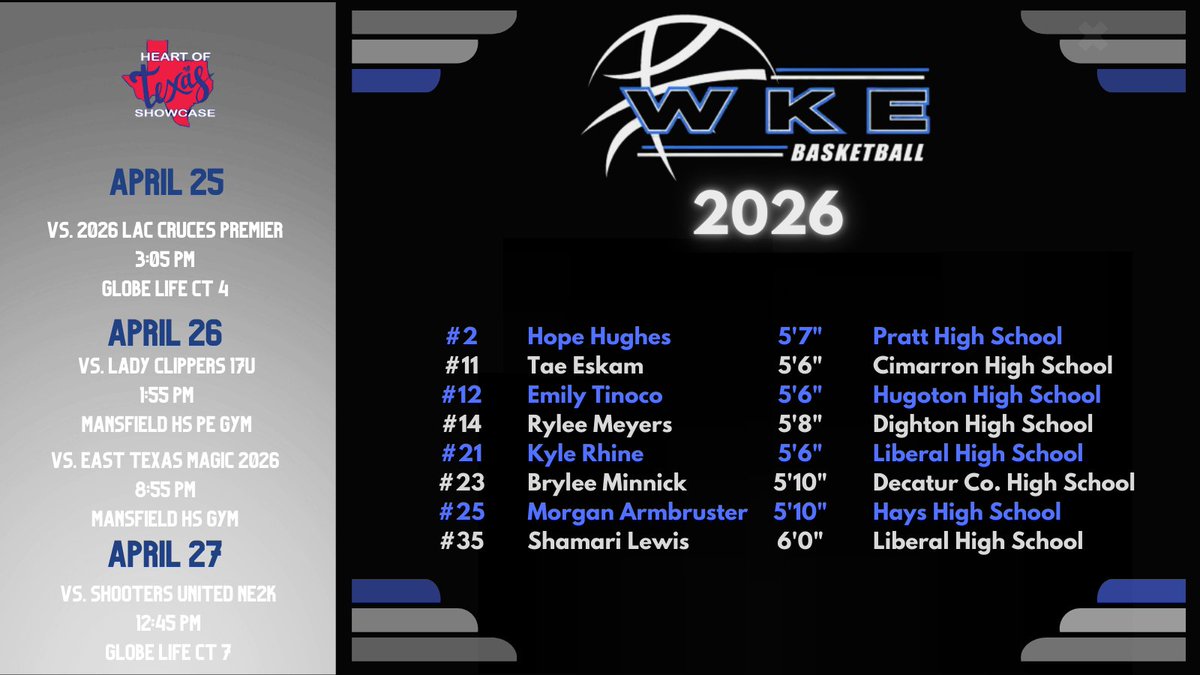 WKE 2026 Heart of Texas Schedule and Roster