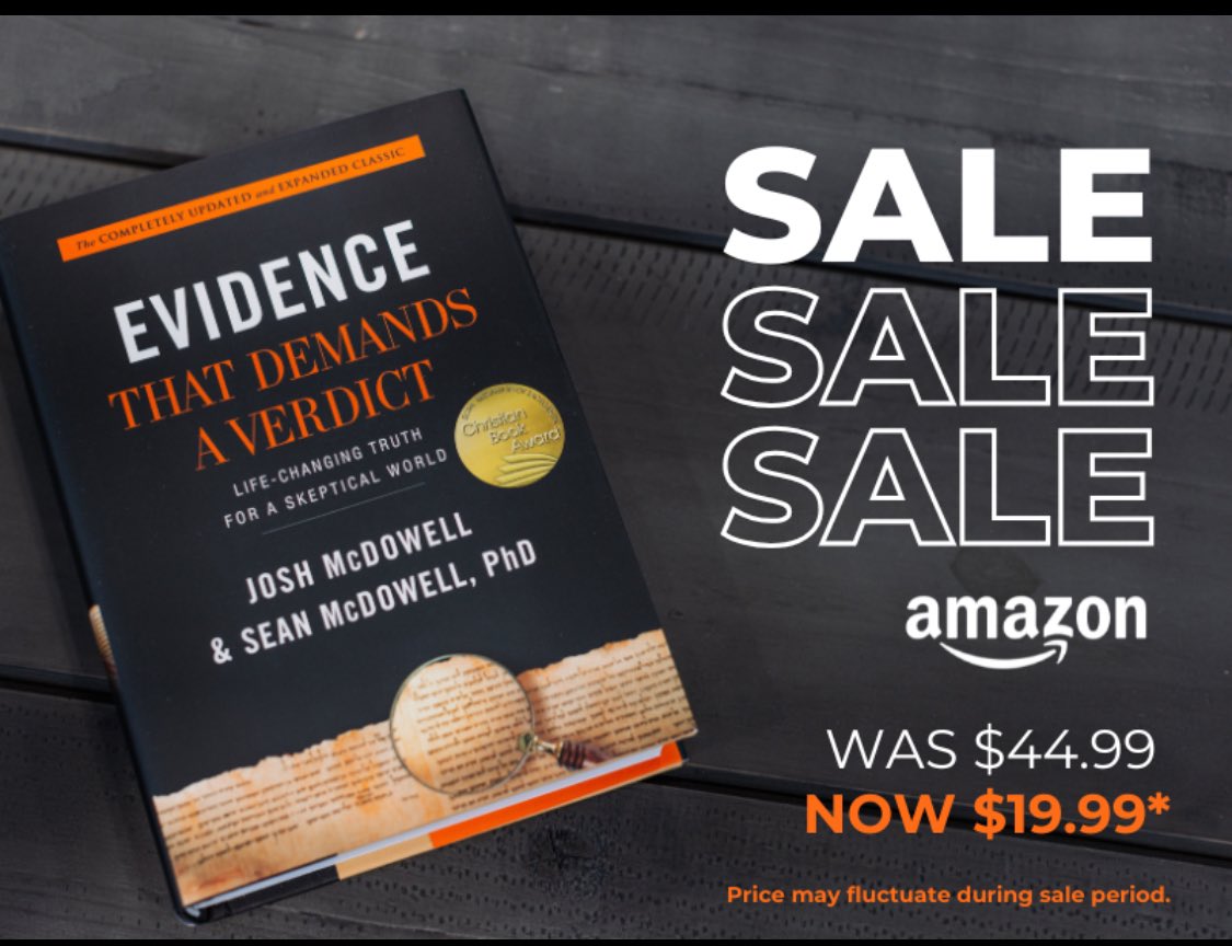 Sean_McDowell's tweet photo. 57% discount on Evidence that Demands a Verdict still on! Get a hardcover less than $20: https://t.co/pWhfBrCnlW https://t.co/1yqoWQ2pYd