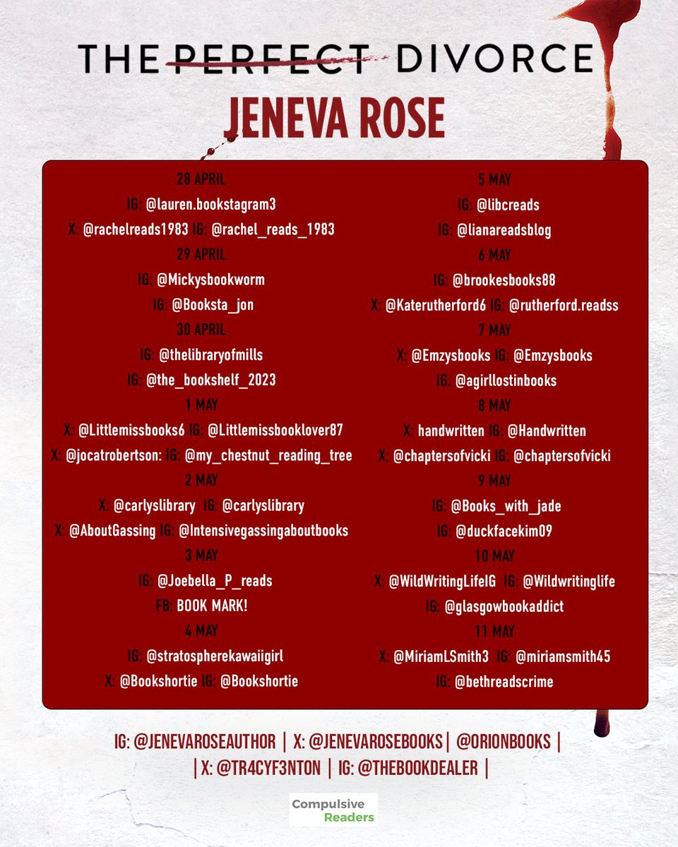 Miriam Smith - A Mother’s Musings 🌹 (@miriamlsmith3) on Twitter photo It’s a pleasure to share a spotlight on the blog tour for #ThePerfectDivorce by Jeneva Rose for <a href="/Tr4cyF3nt0n/">Tracy Fenton</a>
#CompulsiveReaders
Make sure you’re following the blog tour each day for some fabulous reviews!
#AMothersMusingsSunderland #AMakemMothersMusings <a href="/jenevarosebooks/">Jeneva Rose</a> It’s a pleasure to share a spotlight on the blog tour for #ThePerfectDivorce by Jeneva Rose for <a href="/Tr4cyF3nt0n/">Tracy Fenton</a>
#CompulsiveReaders
Make sure you’re following the blog tour each day for some fabulous reviews!
#AMothersMusingsSunderland #AMakemMothersMusings <a href="/jenevarosebooks/">Jeneva Rose</a>