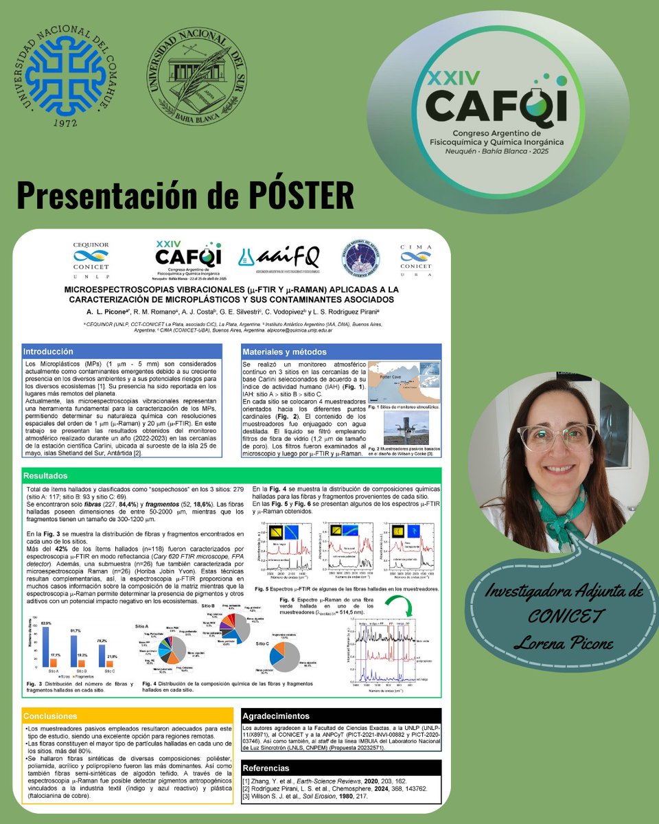 CEQUINOR (@cequinor_ok) on Twitter photo Presentación de Póster
🖍En la categoría "Fisicoquímica de Materiales, Polímeros, Biomateriales, Cerámicos, Composite"
"MICROESPECTROSCOPIAS VIBRACIONALES (µ-FTIR Y µ-RAMAN) APLICADAS A LAS CARACTERIZACION DE MICROPLASTICOS Y SUS CONTAMINANTES ASOCIADOS"
<a href="/CONICETDialoga/">CONICET Dialoga</a> #ftir Presentación de Póster
🖍En la categoría "Fisicoquímica de Materiales, Polímeros, Biomateriales, Cerámicos, Composite"
"MICROESPECTROSCOPIAS VIBRACIONALES (µ-FTIR Y µ-RAMAN) APLICADAS A LAS CARACTERIZACION DE MICROPLASTICOS Y SUS CONTAMINANTES ASOCIADOS"
<a href="/CONICETDialoga/">CONICET Dialoga</a> #ftir